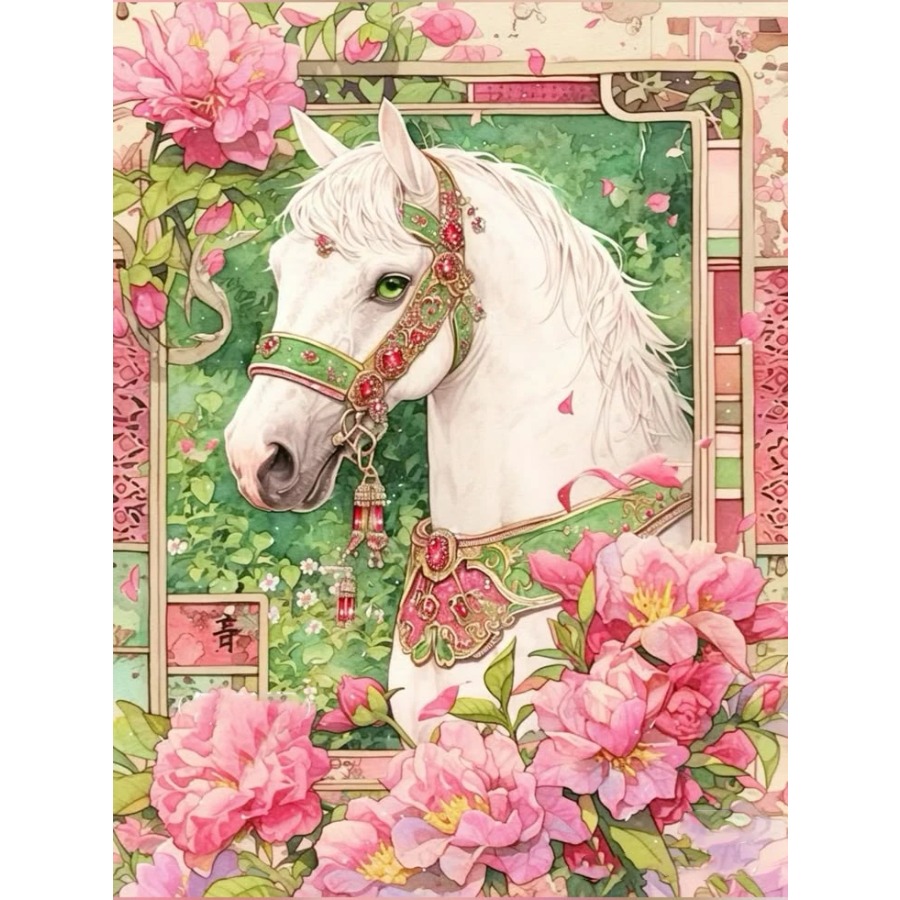 Resin Art Work - Peinture au diamant Cheval blanc avec