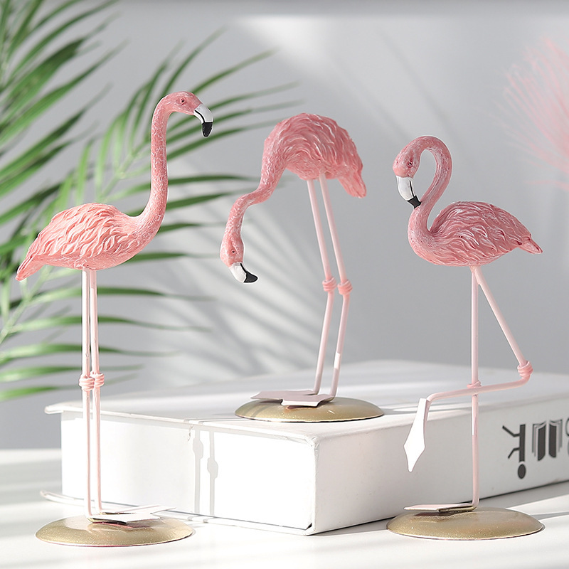 Resin Art Wedding Gift - Figurines de flamants roses, 3 pièces,